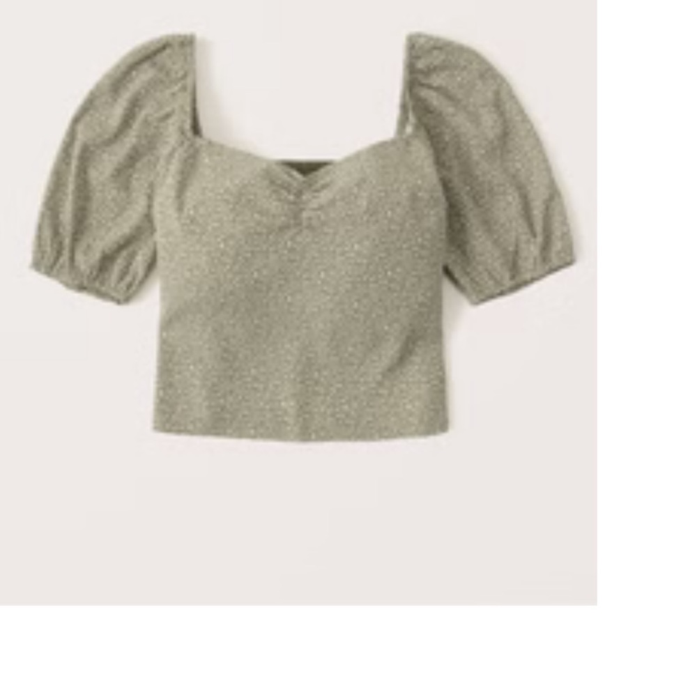 A&f xs GREEN AND WHITE DOTTED BLOUSE